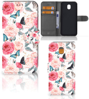 B2Ctelecom Samsung Galaxy J5 2017 Uniek Wallet Book Case Hoesje Butterfly Roses