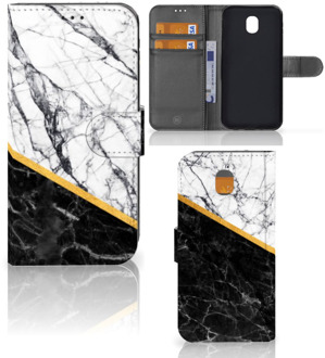 B2Ctelecom Samsung Galaxy J5 2017 Uniek Wallet Book Case Hoesje Marble White Black