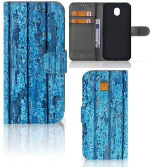 B2Ctelecom Samsung Galaxy J5 2017 Uniek Wallet Book Case Hoesje Wood Blue