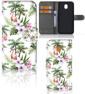 B2Ctelecom Samsung Galaxy J5 2017 Wallet Book Case Hoesje Design Flamingo Palms