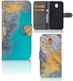 B2Ctelecom Samsung Galaxy J5 2017 Wallet Book Case Hoesje Design Marble Blue Gold