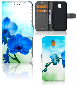 B2Ctelecom Samsung Galaxy J5 2017 Wallet Book Case Hoesje Design Orchidee Blauw