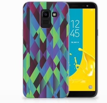 B2Ctelecom Samsung Galaxy J6 2018 TPU Hoesje Design Abstract Green Blue