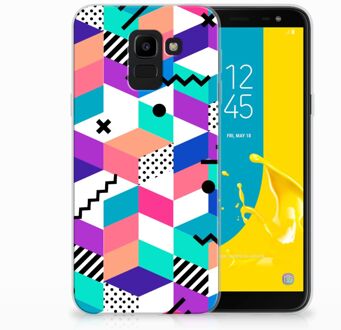 B2Ctelecom Samsung Galaxy J6 2018 TPU Hoesje Design Blocks Colorful