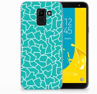 B2Ctelecom Samsung Galaxy J6 2018 TPU Hoesje Design Cracks Blue