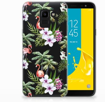 B2Ctelecom Samsung Galaxy J6 2018 TPU Hoesje Design Flamingo Palms