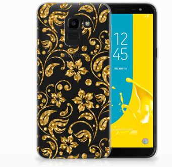 B2Ctelecom Samsung Galaxy J6 2018 TPU Hoesje Design Gouden Bloemen