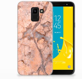 B2Ctelecom Samsung Galaxy J6 2018 TPU Hoesje Design Marmer Oranje