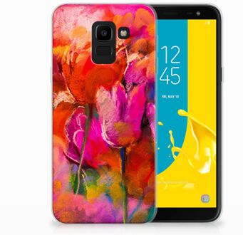 B2Ctelecom Samsung Galaxy J6 2018 TPU Hoesje Design Tulpen