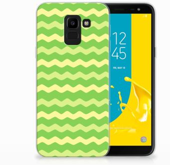 B2Ctelecom Samsung Galaxy J6 2018 TPU Hoesje Design Waves Green