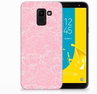 B2Ctelecom Samsung Galaxy J6 2018 TPU Hoesje Design White Flowers