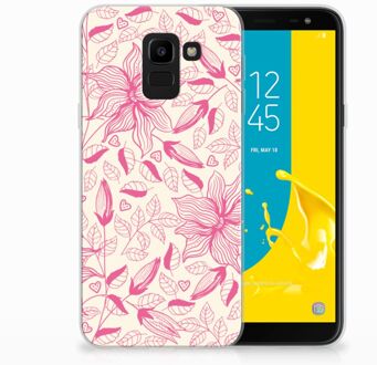 B2Ctelecom Samsung Galaxy J6 2018 Uniek Design TPU Hoesje Roze Bloem