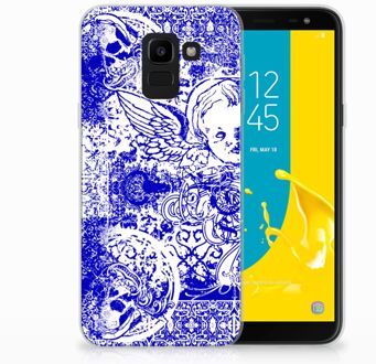 B2Ctelecom Samsung Galaxy J6 2018 Uniek TPU Hoesje Angel Skull Blue