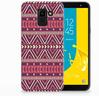 B2Ctelecom Samsung Galaxy J6 2018 Uniek TPU Hoesje Aztec Purple