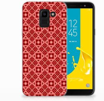 B2Ctelecom Samsung Galaxy J6 2018 Uniek TPU Hoesje Batik Red