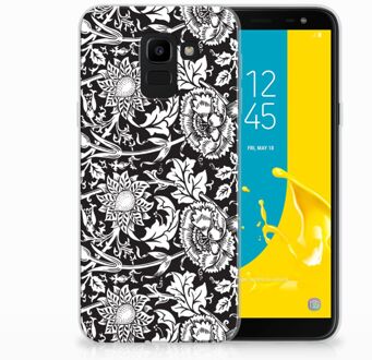 B2Ctelecom Samsung Galaxy J6 2018 Uniek TPU Hoesje Black Flowers