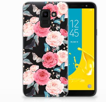 B2Ctelecom Samsung Galaxy J6 2018 Uniek TPU Hoesje Butterfly Roses