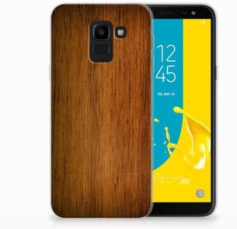 B2Ctelecom Samsung Galaxy J6 2018 Uniek TPU Hoesje Donker Hout