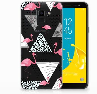 B2Ctelecom Samsung Galaxy J6 2018 Uniek TPU Hoesje Flamingo Triangle