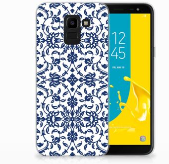 B2Ctelecom Samsung Galaxy J6 2018 Uniek TPU Hoesje Flower Blue