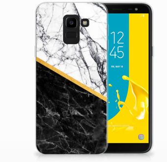 B2Ctelecom Samsung Galaxy J6 2018 Uniek TPU Hoesje Marble White Black