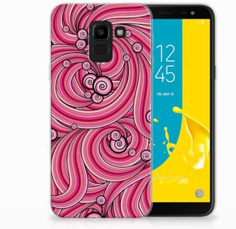 B2Ctelecom Samsung Galaxy J6 2018 Uniek TPU Hoesje Swirl Pink