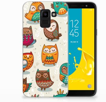 B2Ctelecom Samsung Galaxy J6 2018 Uniek TPU Hoesje Vrolijke Uilen