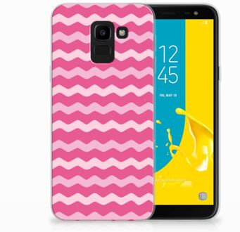 B2Ctelecom Samsung Galaxy J6 2018 Uniek TPU Hoesje Waves Pink