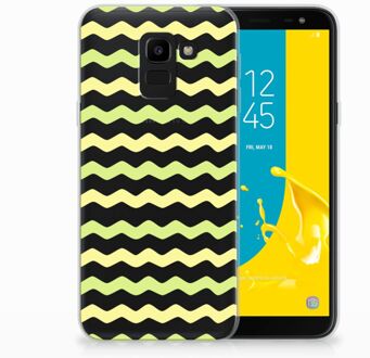 B2Ctelecom Samsung Galaxy J6 2018 Uniek TPU Hoesje Waves Yellow