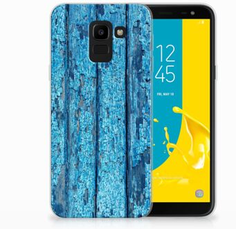 B2Ctelecom Samsung Galaxy J6 2018 Uniek TPU Hoesje Wood Blue