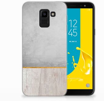 B2Ctelecom Samsung Galaxy J6 2018 Uniek TPU Hoesje Wood Concrete