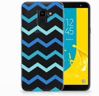 B2Ctelecom Samsung Galaxy J6 2018 Uniek TPU Hoesje Zigzag Blauw