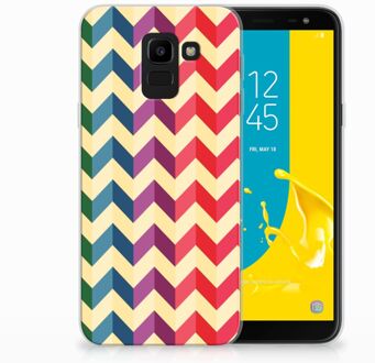 B2Ctelecom Samsung Galaxy J6 2018 Uniek TPU Hoesje Zigzag Color