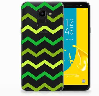 B2Ctelecom Samsung Galaxy J6 2018 Uniek TPU Hoesje Zigzag Groen