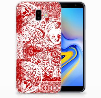 B2Ctelecom Samsung Galaxy J6 Plus (2018) TPU Hoesje Design Angel Skull Red