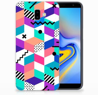 B2Ctelecom Samsung Galaxy J6 Plus (2018) TPU Hoesje Design Blocks Colorful