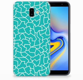 B2Ctelecom Samsung Galaxy J6 Plus (2018) TPU Hoesje Design Cracks Blue