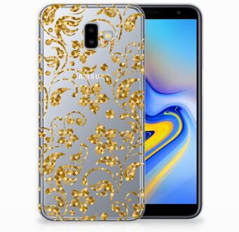 B2Ctelecom Samsung Galaxy J6 Plus (2018) TPU Hoesje Design Gouden Bloemen