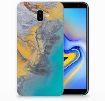 B2Ctelecom Samsung Galaxy J6 Plus (2018) TPU Hoesje Design Marble Blue Gold