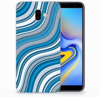 B2Ctelecom Samsung Galaxy J6 Plus (2018) TPU Hoesje Design Waves Blue