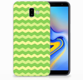 B2Ctelecom Samsung Galaxy J6 Plus (2018) TPU Hoesje Design Waves Green