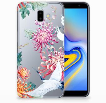 B2Ctelecom Samsung Galaxy J6 Plus (2018) Uniek TPU Hoesje Bird Flowers