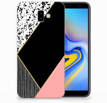 B2Ctelecom Samsung Galaxy J6 Plus (2018) Uniek TPU Hoesje Black Pink Shapes