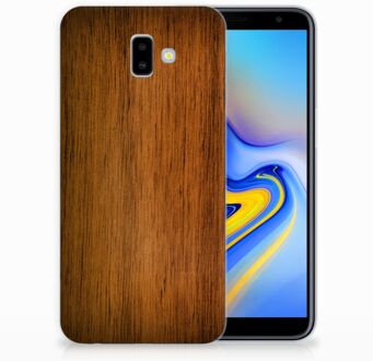 B2Ctelecom Samsung Galaxy J6 Plus (2018) Uniek TPU Hoesje Donker Hout