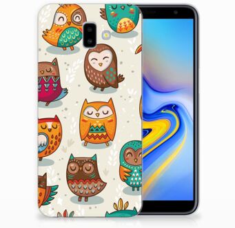 B2Ctelecom Samsung Galaxy J6 Plus (2018) Uniek TPU Hoesje Vrolijke Uilen