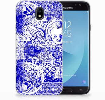 B2Ctelecom Samsung Galaxy J7 2017 | J7 Pro TPU siliconen Hoesje Angel Skull Blue