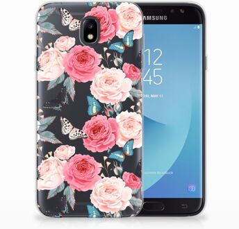 B2Ctelecom Samsung Galaxy J7 2017 | J7 Pro TPU siliconen Hoesje Butterfly Roses