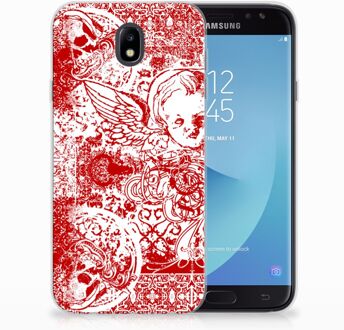 B2Ctelecom Samsung Galaxy J7 2017 | J7 Pro TPU siliconen Hoesje Design Angel Skull Red