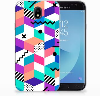 B2Ctelecom Samsung Galaxy J7 2017 | J7 Pro TPU siliconen Hoesje Design Blocks Colorful