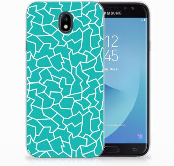 B2Ctelecom Samsung Galaxy J7 2017 | J7 Pro TPU siliconen Hoesje Design Cracks Blue